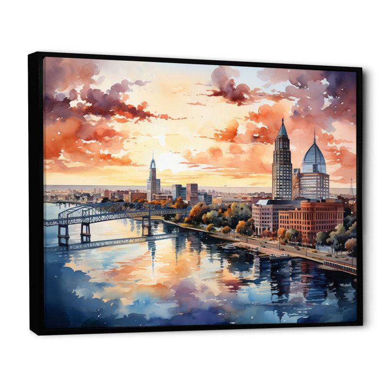 «Jacksonville Bay Florida V», reproduction sur toile, Cadre flottant noir, H 24 po x l 32 po x P 1 po