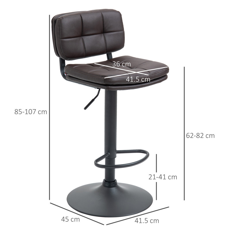 Swivel Upholstered Adjustable Height Counter Stool with Metal Frame