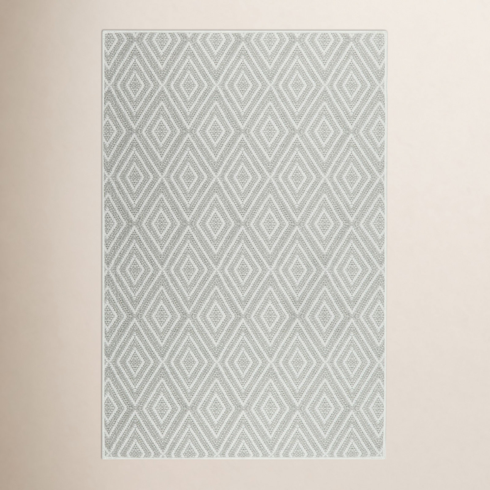 Diamond Platinum/White Machine Washable Rug, Rectangle 6' x 9'