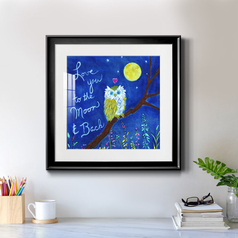 «Love You Owl», reproduction sur papier encadrée, H 17,5 po x l 17,5 po x P 1,5 po, Noir