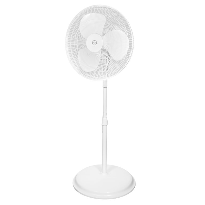 White Adjustable Height Oscillating Floor Fan with Three Speeds