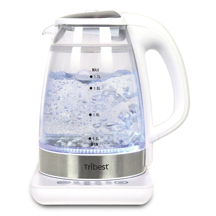 Ovente Electric Hot Water Portable Glass Kettle with Filter 1.5 Liter  Stainless Steel Base Countertop Teapot & Auto Shutoff BPA-Free Fast  Heating