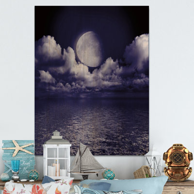 Full Moon In Cloudy Night Sky V - on