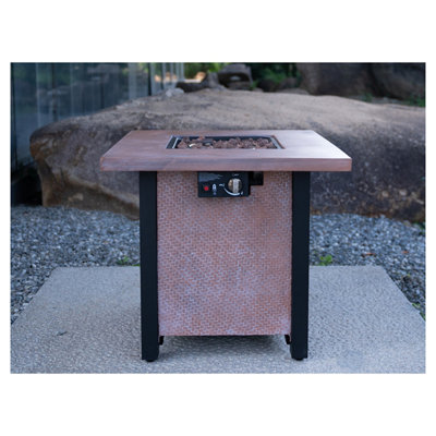 Foyer de table d'extérieur au gaz propane de 25 po de hauteur - 50 000 BTU Processus de sculpture résistant aux températures élevées pour des matériaux écologiques avec l'effet du tissage du rotin