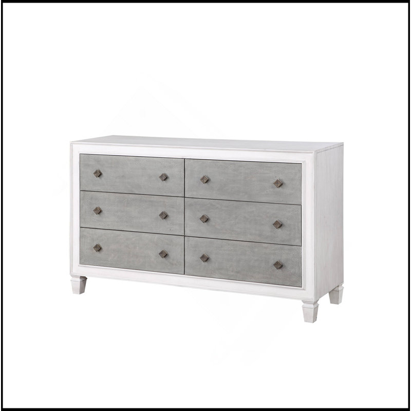 Commode Katia gris rustique et blanc vieilli