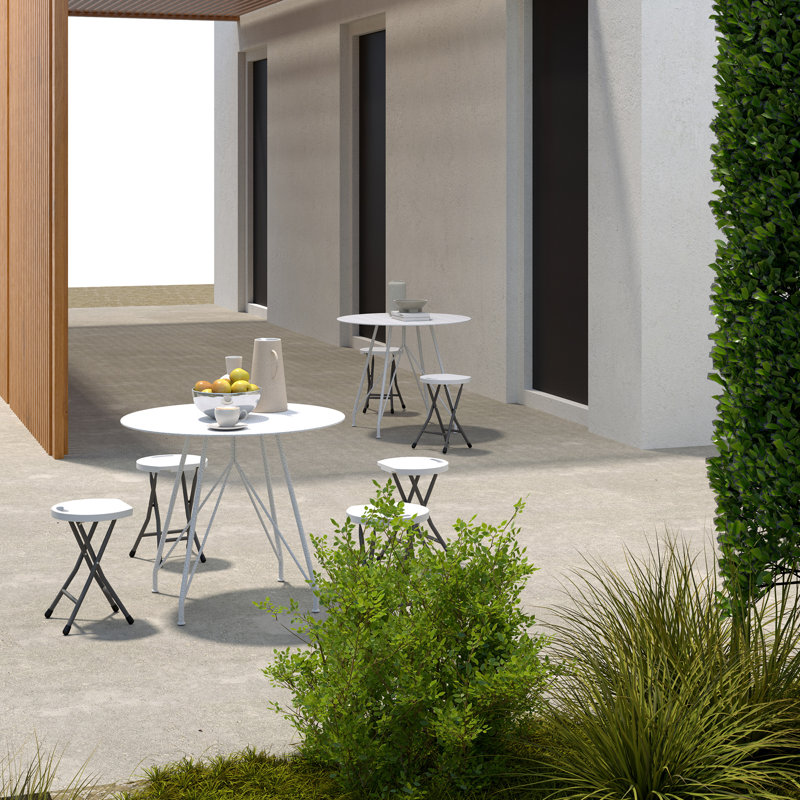 Steel Accent Stool, White
