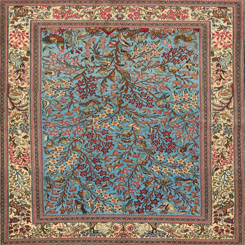 Tapis bleu/brun traditionnel Hadeya, Rectangle 2 pi x 4 pi