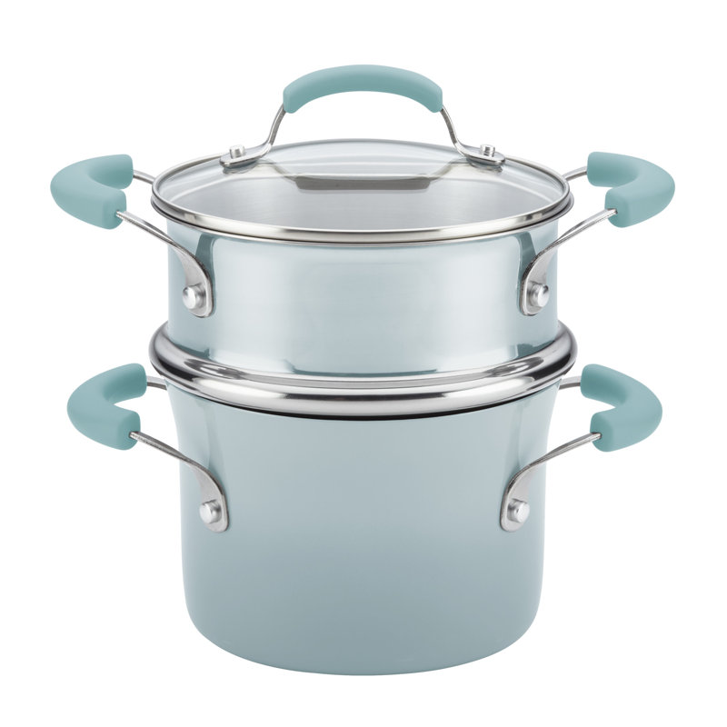 Rachael Ray Classic Brights Hard Enamel Nonstick 3-Quart Covered Steamer Set
