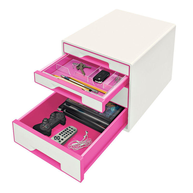 Wow Plastic Paper Organiser, White/Pink