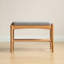(Beige) Banc à chaussures en bois massif naturel, banc de rangement moderne Mid-Century avec coussin éponge à rebond élevé pour hall d'entrée et espaces de vie