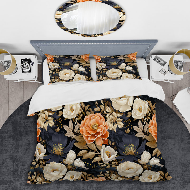 Ensemble de housse de couette Marigold Euphoria Blooms Bouquet I, Housse de couette simple + 1 taie décorative stan