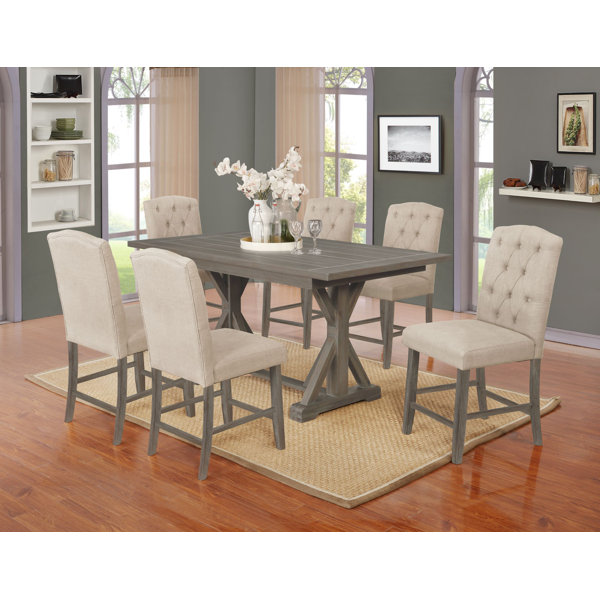 Gracie Oaks Elisabeth 7 - Piece Trestle Dining Set | Wayfair