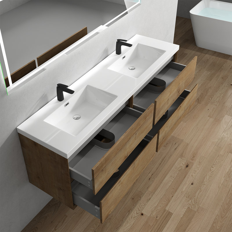 Ensemble de meuble-lavabo double 72 po Stoltenberg, Chêne blanc