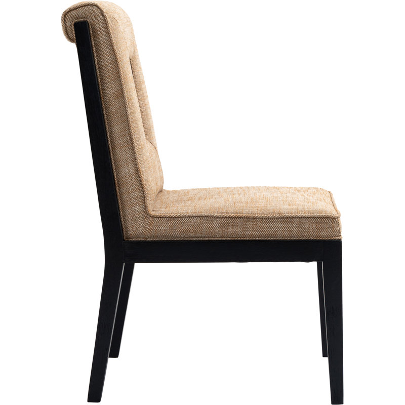 Chaise d'appoint Flore, Tissu cognac lin texturé, Noir