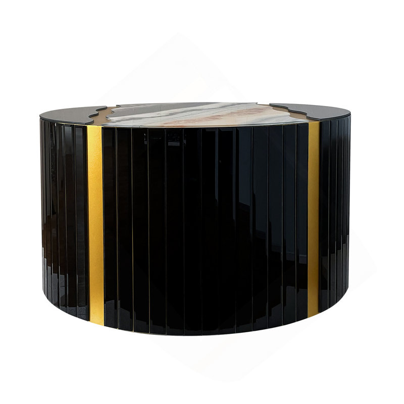 Table basse ronde avec miroir, Noir