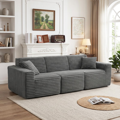 Canapé modulaire rembourré 3 pièces en flanelle de fourrure de lapin 3 pièces