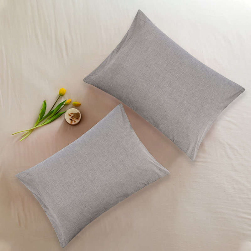  Taie d'oreiller en coton 500 fils, Taies d'oreiller pour grand lit, gris