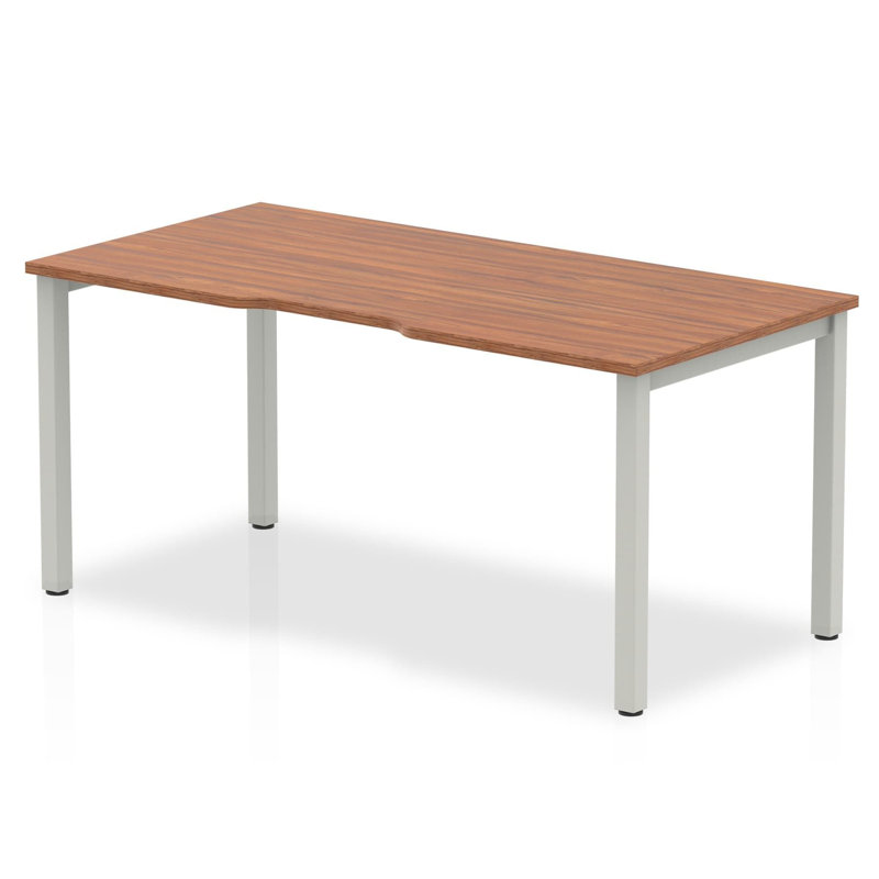 Jave Steel Computer Desk, 73cm H x 120cm W x 80cm D, Silver, Walnut