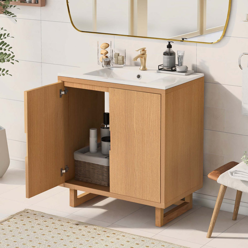 Ensemble de meuble-lavabo simple 29,5 po Nurbek, Bois robuste