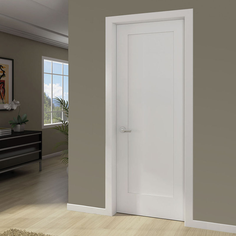 Primed White Solid Wood Shaker Panel Door 32" x 80"