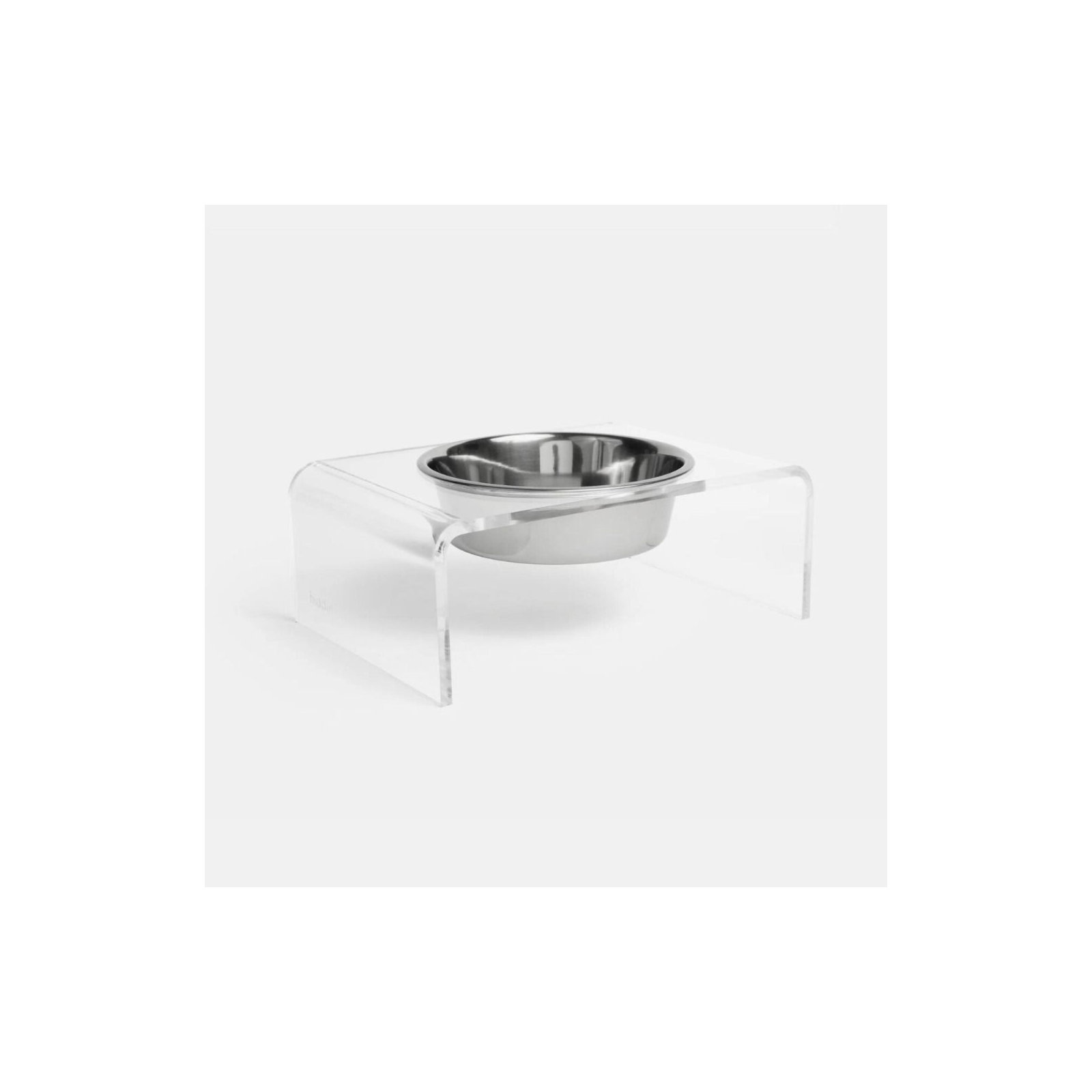 Single Bowl Elevated Feeder with Bowl, Silver, Clear