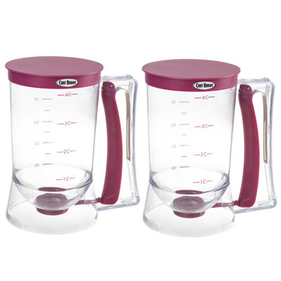 Two Pancake Batter Dispensers - Batter Dispenser with Squeeze Handle for Pancakes, Waffles and Muffins by Chef Buddy