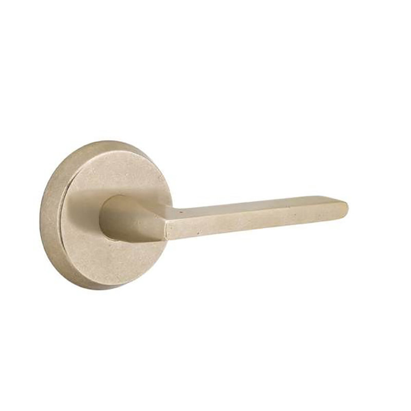 Lariat Flat Passage (Hall & Closet) Door Lever with Round Rosette, Right, Tumbled White Bronze