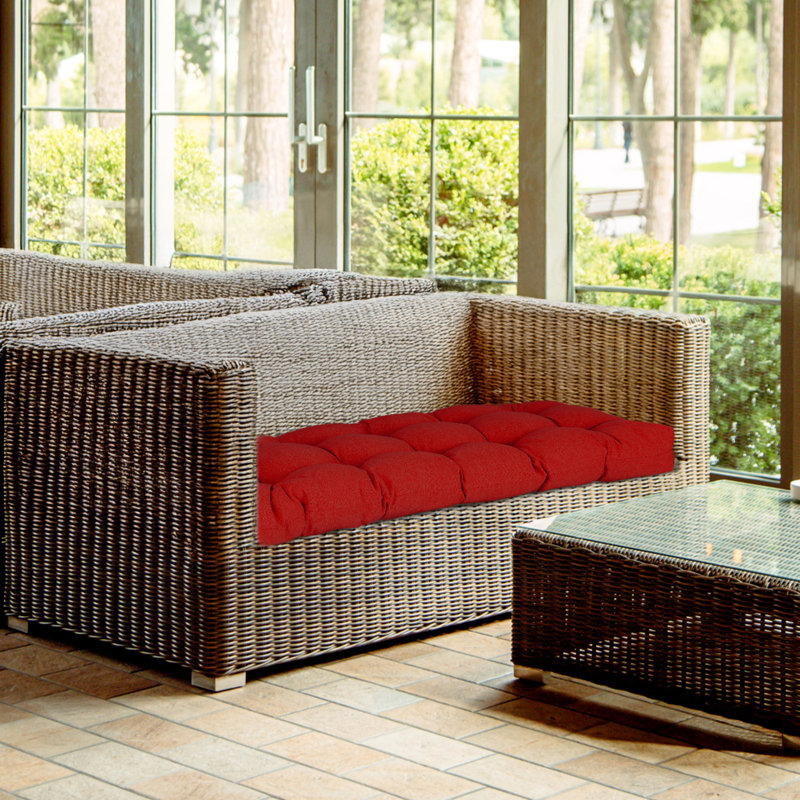 Aoodor Outdoor Polyester Tufted Bench Cushion, Red, 46" W x 19.7" D