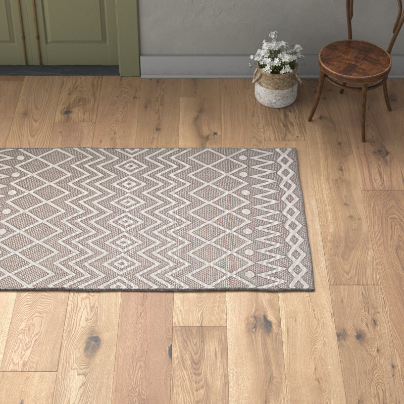 Tapis gris tissé à plat de style sud-ouest Karina, Rectangle 2 pi x 3 pi