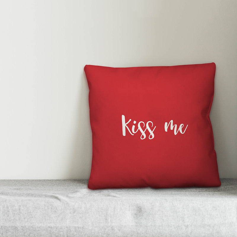  Coussin Kiss Me, Rouge / Blanc, Housse de coussin