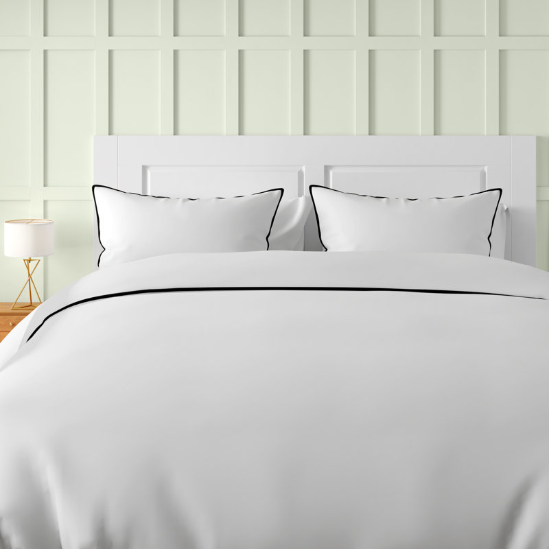 Linen Blend Sateen Duvet Cover, Navy, King Duvet Cover + 2 Shams