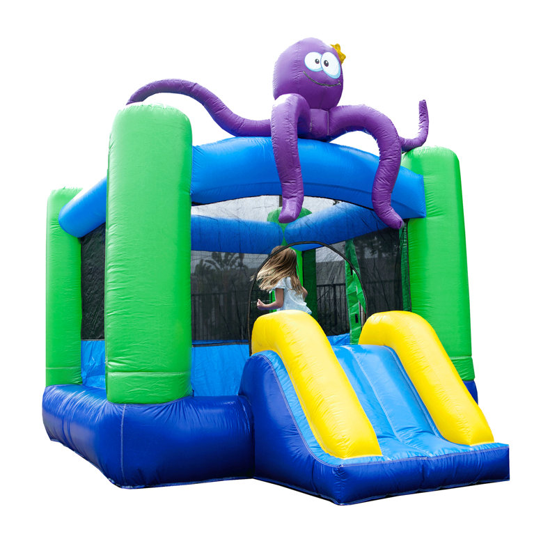 JumpOrange Kiddo Lil Lady Octopus Bounce House with Slide for Kids (with Blower)