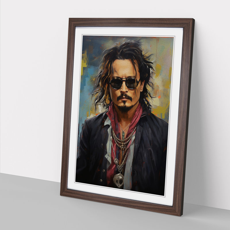 Johnny Depp Hard Edge Painting - Framed Print, Walnut Framed, 64cm H x 46cm W x 2cm D