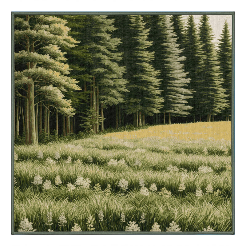 Machine Washable Nature Green Area Rug, Square 7'