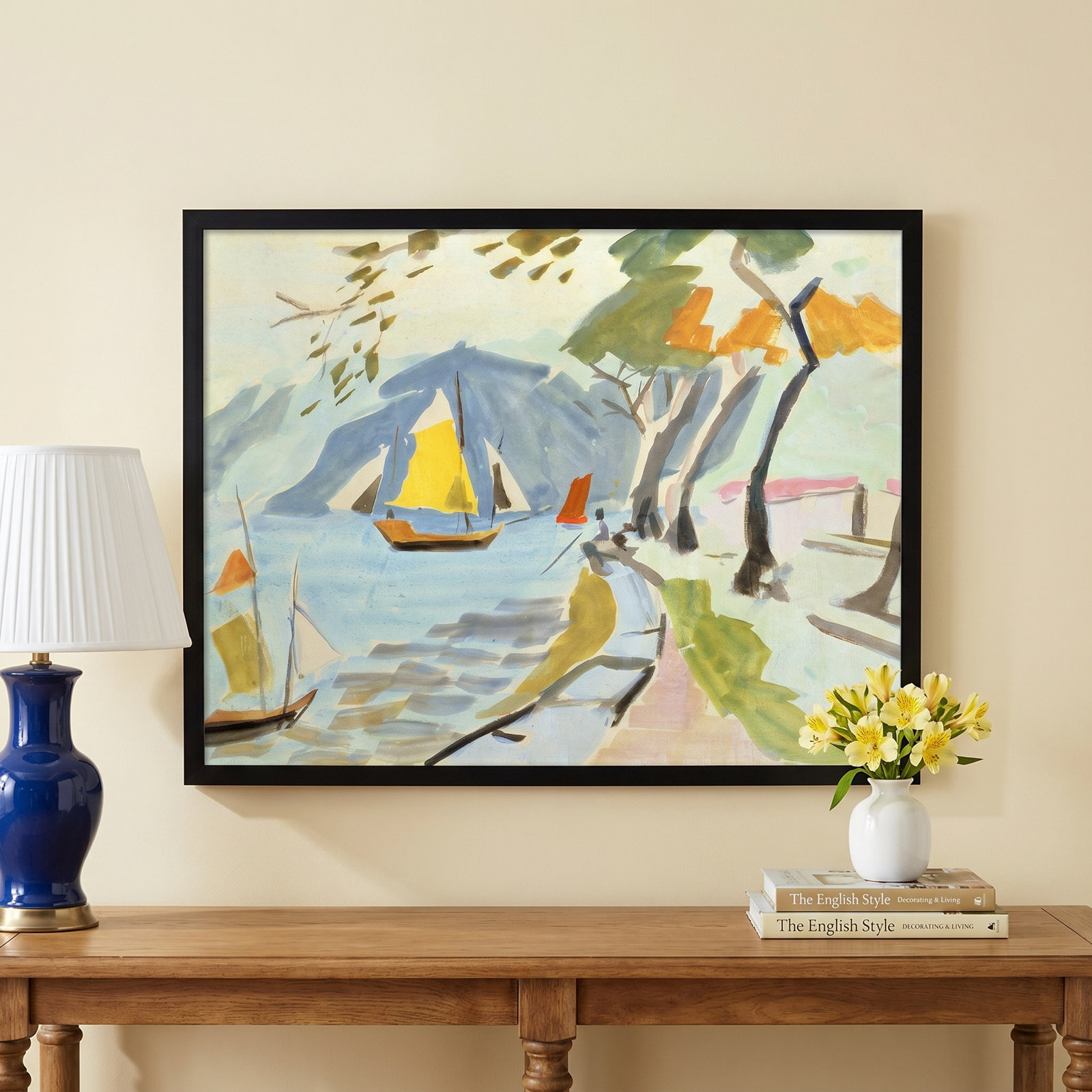 Macau Shoreline Print by Anne Durham, Black, 27" H x 33" W x 1" D