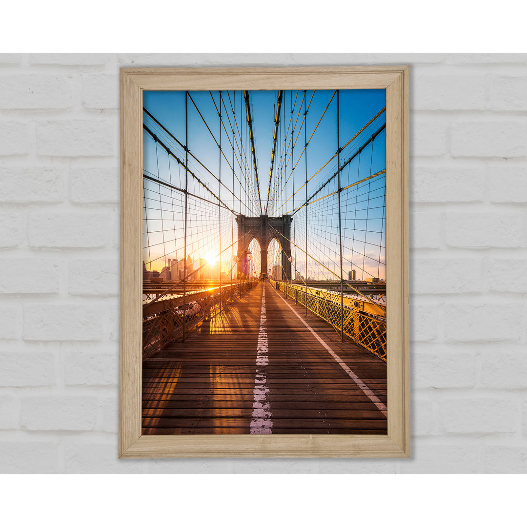 Brooklyn Bridge Sun Gerahmter Druck