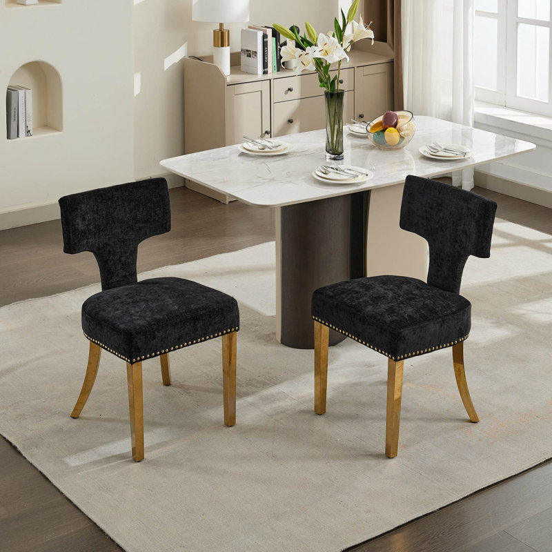 Ensemble de 2 chaises de salle à manger de style Mid-Century moderne, Noir