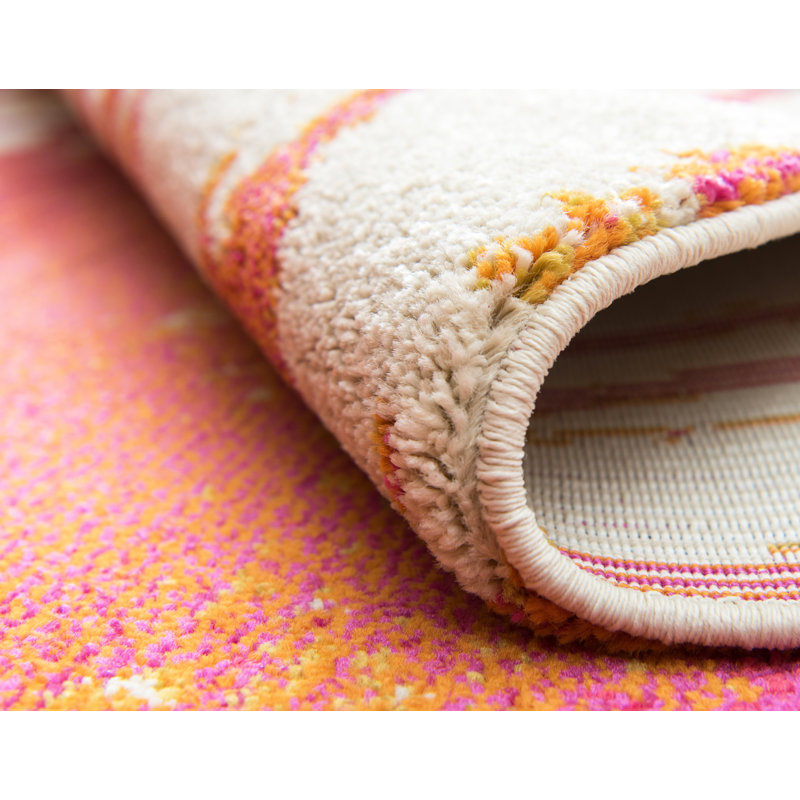Eddins Washable Abstract Indoor Rug, Round 8'