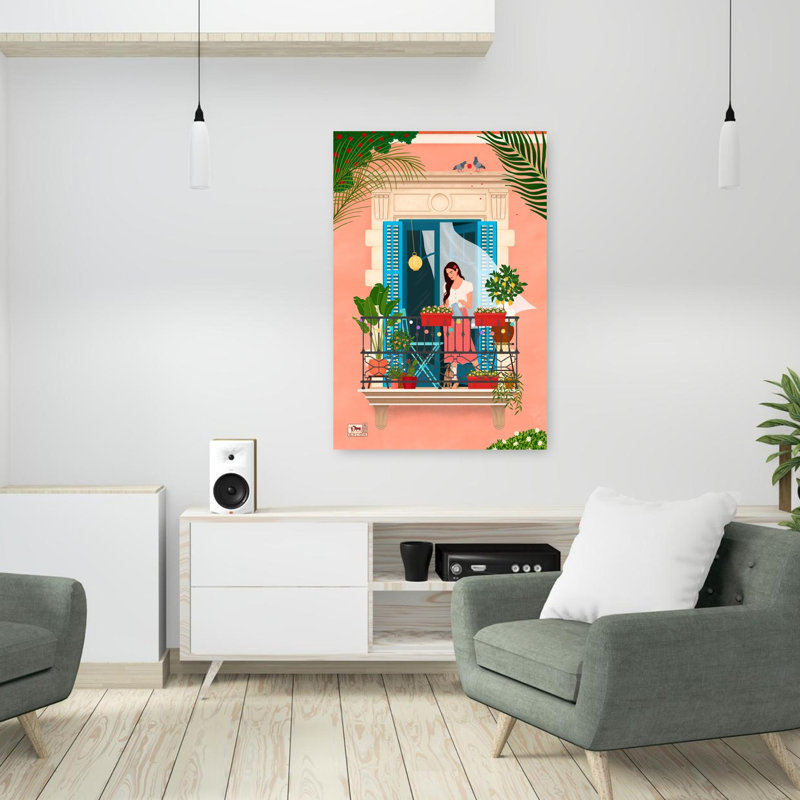 Art contemporain, art paisible, plante paisible, chat paisible serein, H 36 po x l 24 po