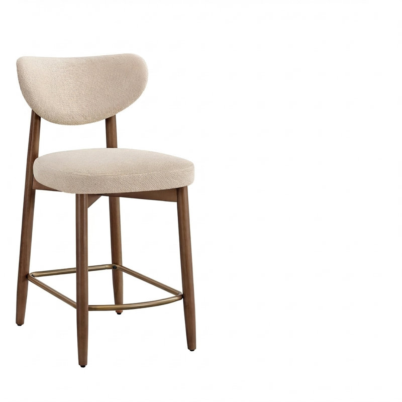 Tabouret de bar rembourré en bois massif