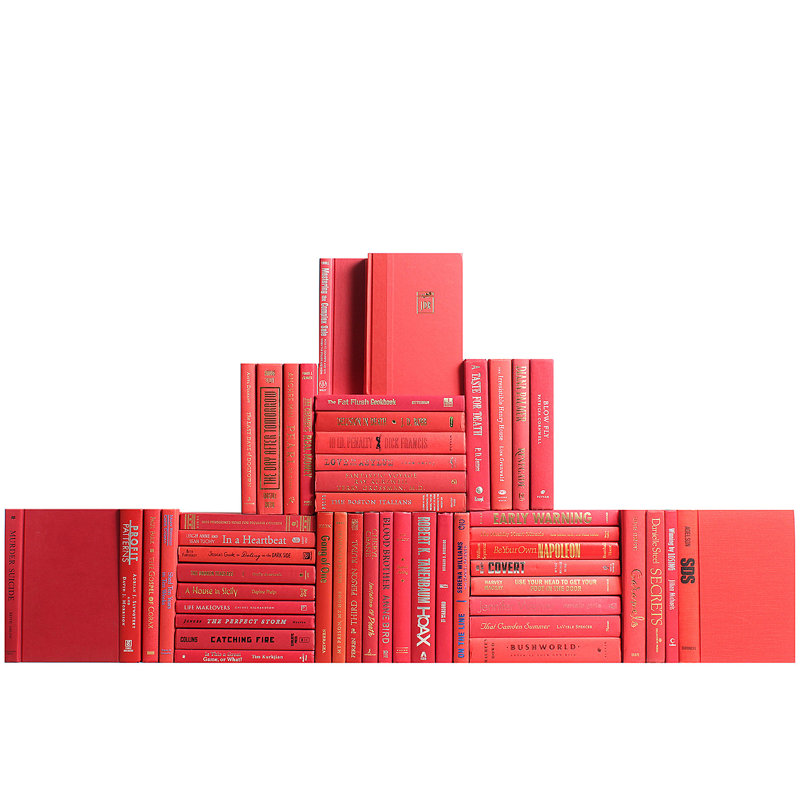 Decorative Books - Orchard Book Wall - Set of 50 Red Books, 50