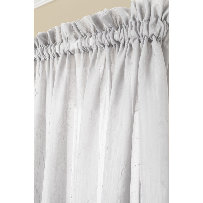 Panneau de rideau en voile semi-diaphane 100% polyester avec passe-tringle Penzance, Blanc, l 54 po x L 63 po