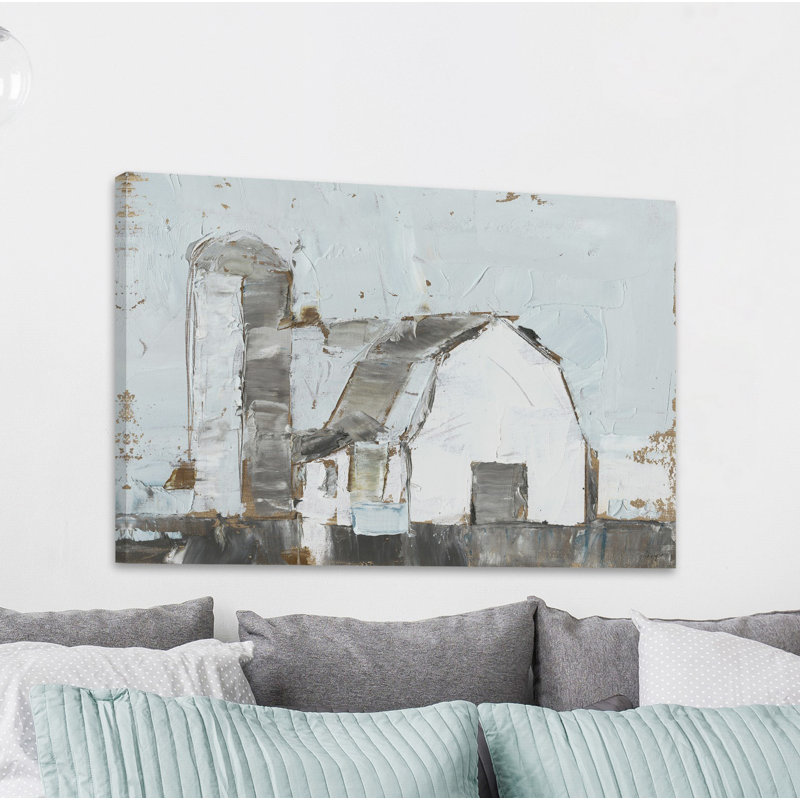 «Barn & Silo II», reproduction de peinture à l'huile sur toile encadrée, H 12 po x l 18 po