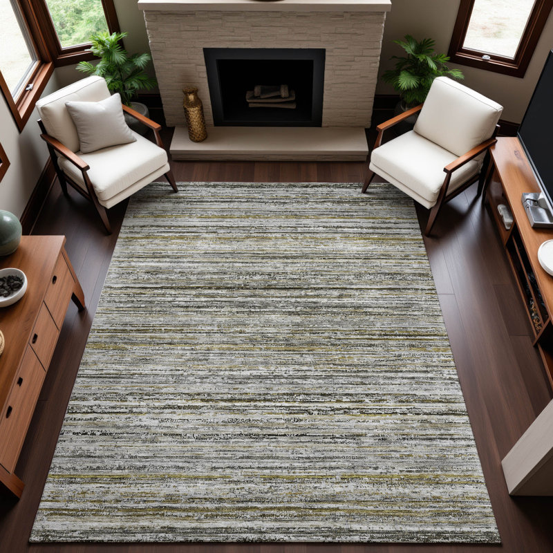 Premium Machine Washable Larock AMF1239 Stripes Rug, Rectangle 5' x 7'6"
