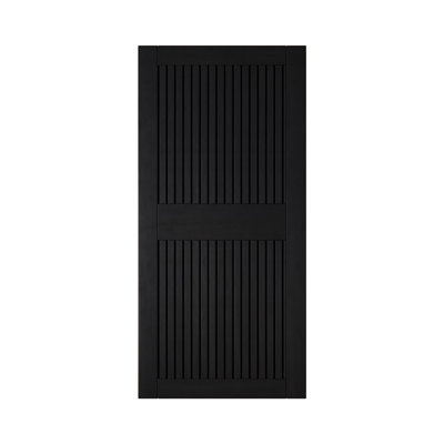 Homacer Vertical Stripe Design Black Finished & Unassembled Pine Wood Barn Door (Interior Use Only)