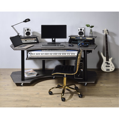 Black Oak Music Desk 71" - Spacious Equipment Storage Recording Office Functional