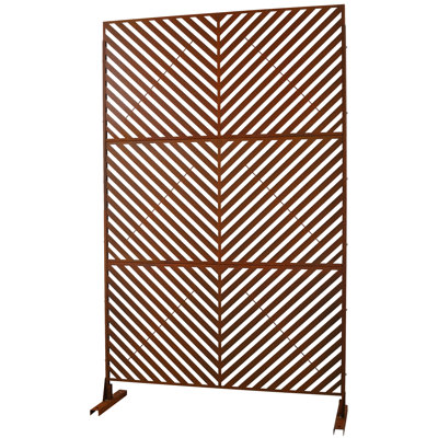 Metal Privacy Screen 76" H48" W - Rust Red For Patio, Deck Elegant Appearance Balcony, Patio Style