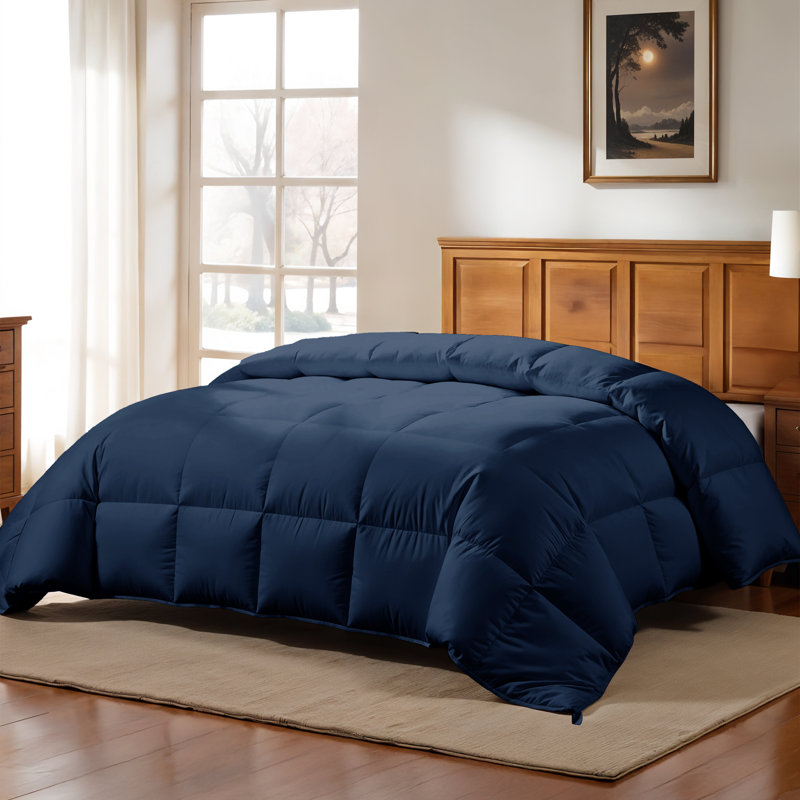 All Season Down Alternative Comforter Microfiber Duvet Insert with Corner Tabs, King, Navy Blue