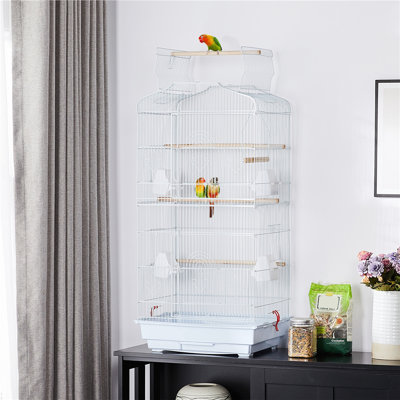 Gabel 41'' Iron Play Top Table Top Bird Cage with Perch