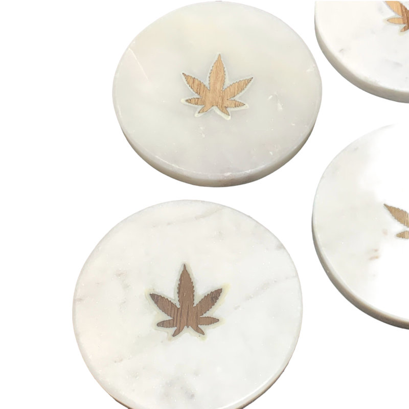 Ensemble de 4 sous-verres Marble Leaf